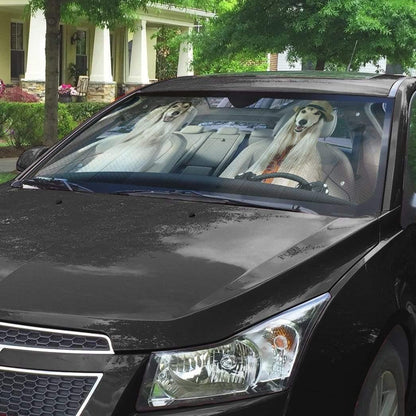 3D Afghan Hound Dog Custom Car Auto Sunshade - PersonalizedFury