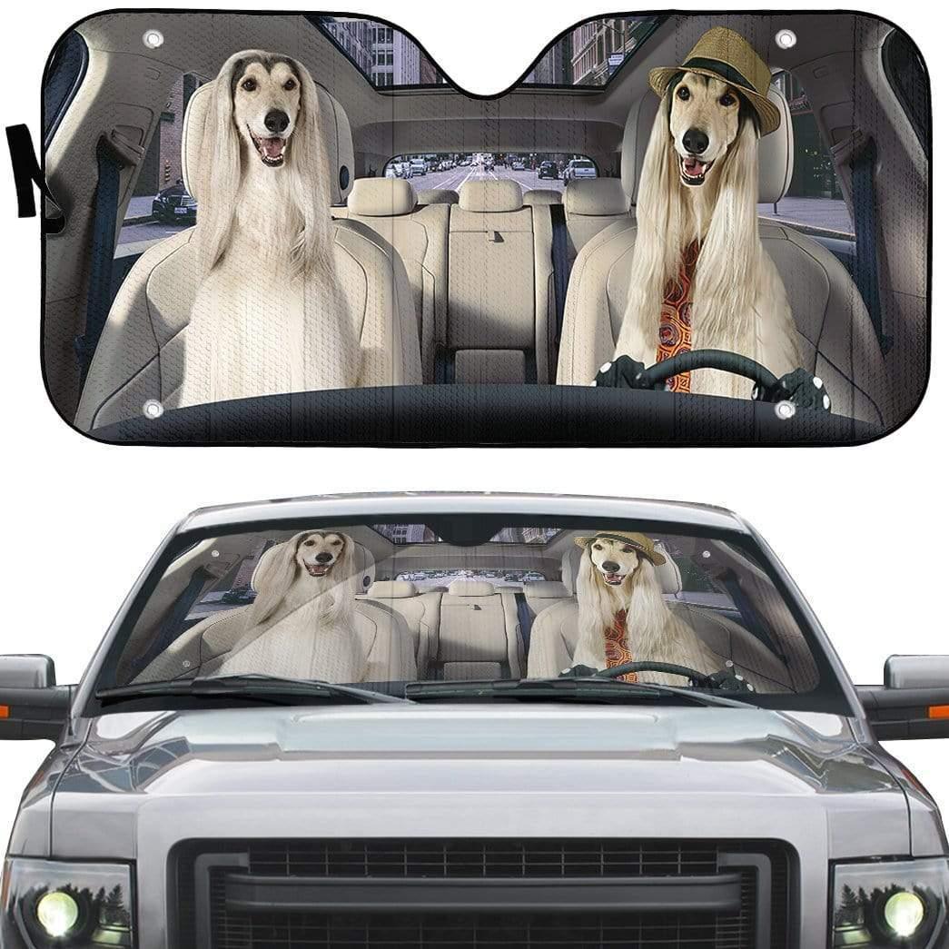 3D Afghan Hound Dog Custom Car Auto Sunshade - PersonalizedFury