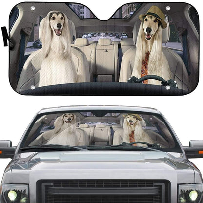3D Afghan Hound Dog Custom Car Auto Sunshade - PersonalizedFury