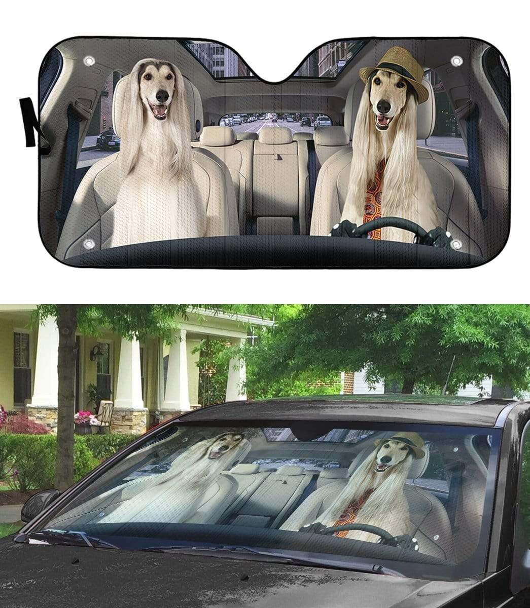 3D Afghan Hound Dog Custom Car Auto Sunshade - PersonalizedFury