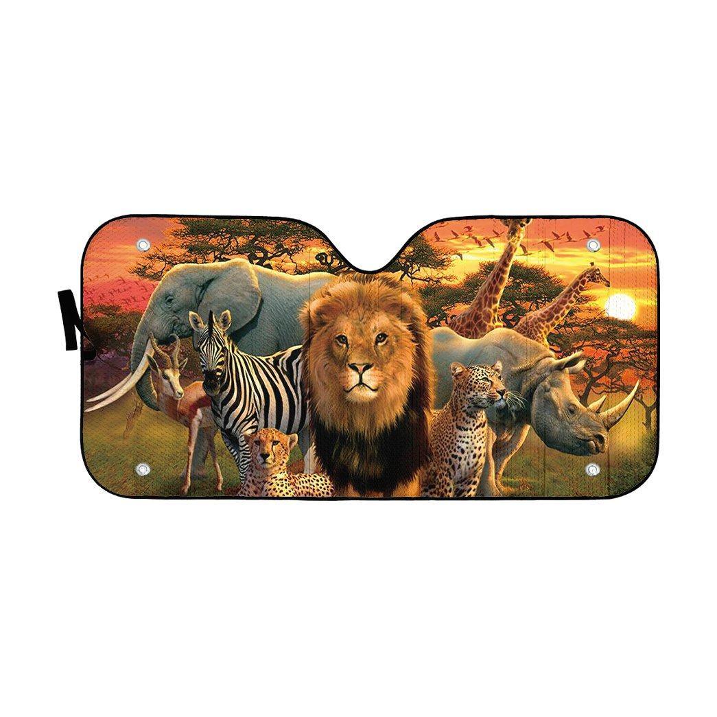 3D African Animals Custom Auto Car Sunshade - PersonalizedFury