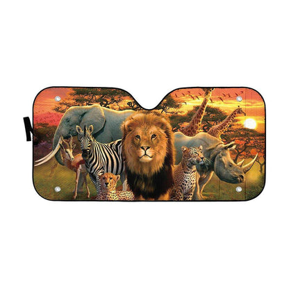 3D African Animals Custom Auto Car Sunshade - PersonalizedFury