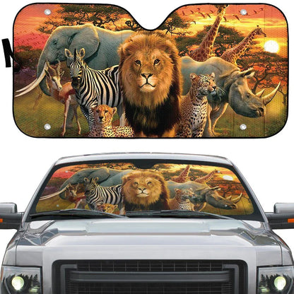 3D African Animals Custom Auto Car Sunshade - PersonalizedFury