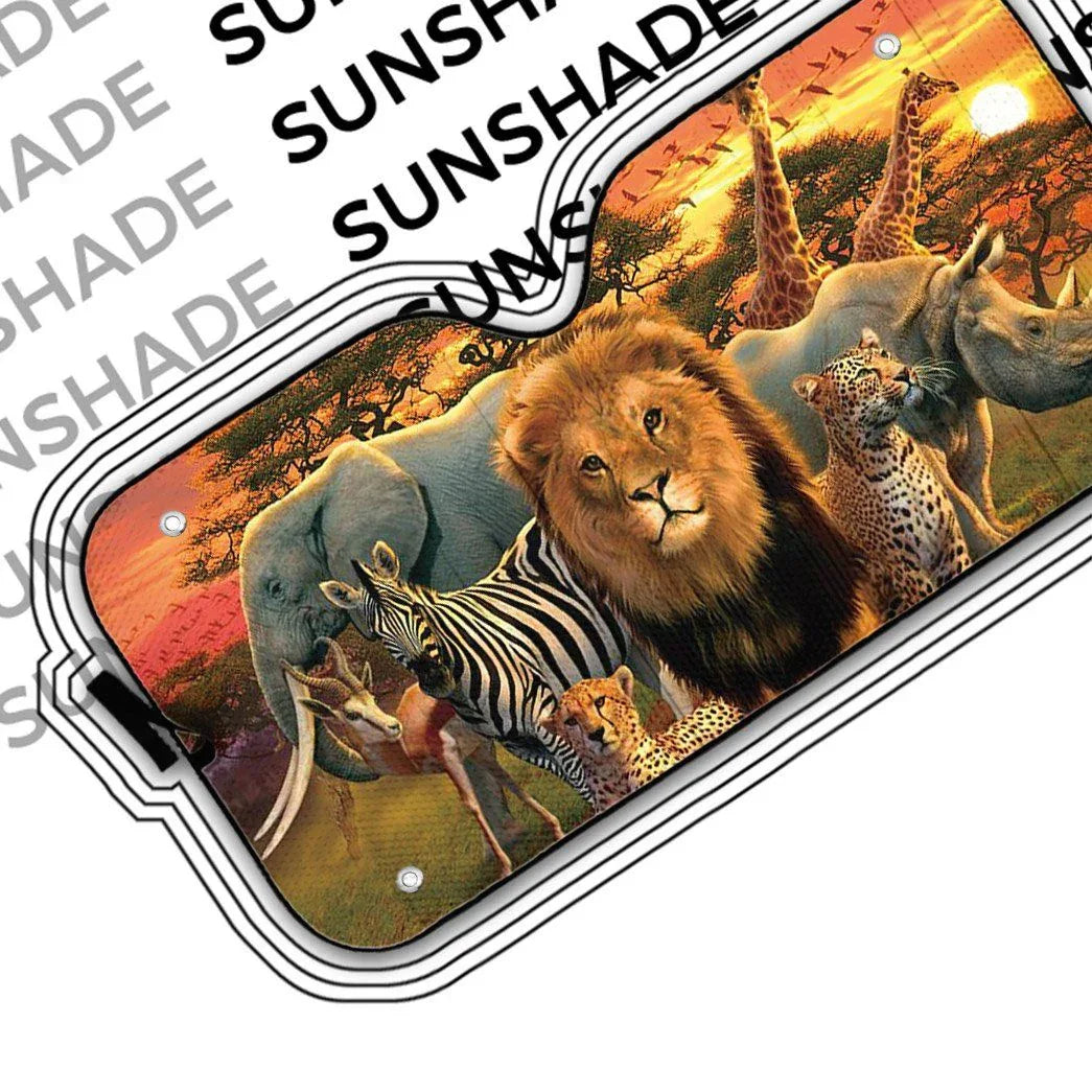 3D African Animals Custom Auto Car Sunshade - PersonalizedFury