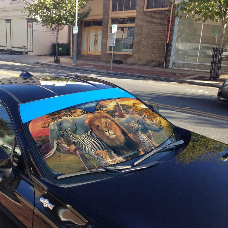 3D African Animals Custom Auto Car Sunshade - PersonalizedFury