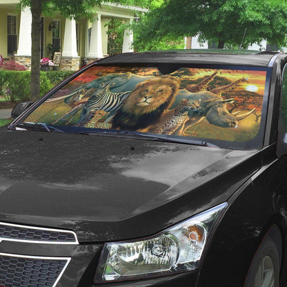 3D African Animals Custom Auto Car Sunshade - PersonalizedFury