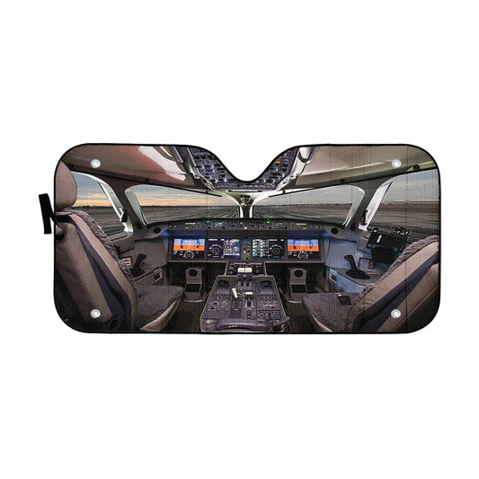 3D Airbus Cockpit Custom Car Auto Sunshade - PersonalizedFury