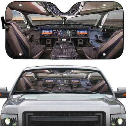 3D Airbus Cockpit Custom Car Auto Sunshade - PersonalizedFury