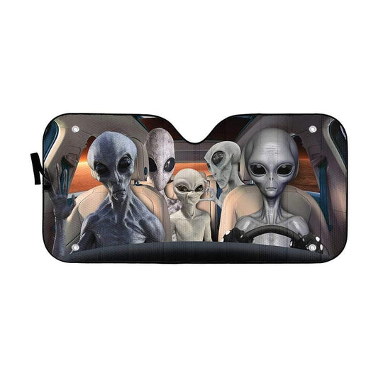 3D Alien Family Custom Car Auto Sunshade - PersonalizedFury