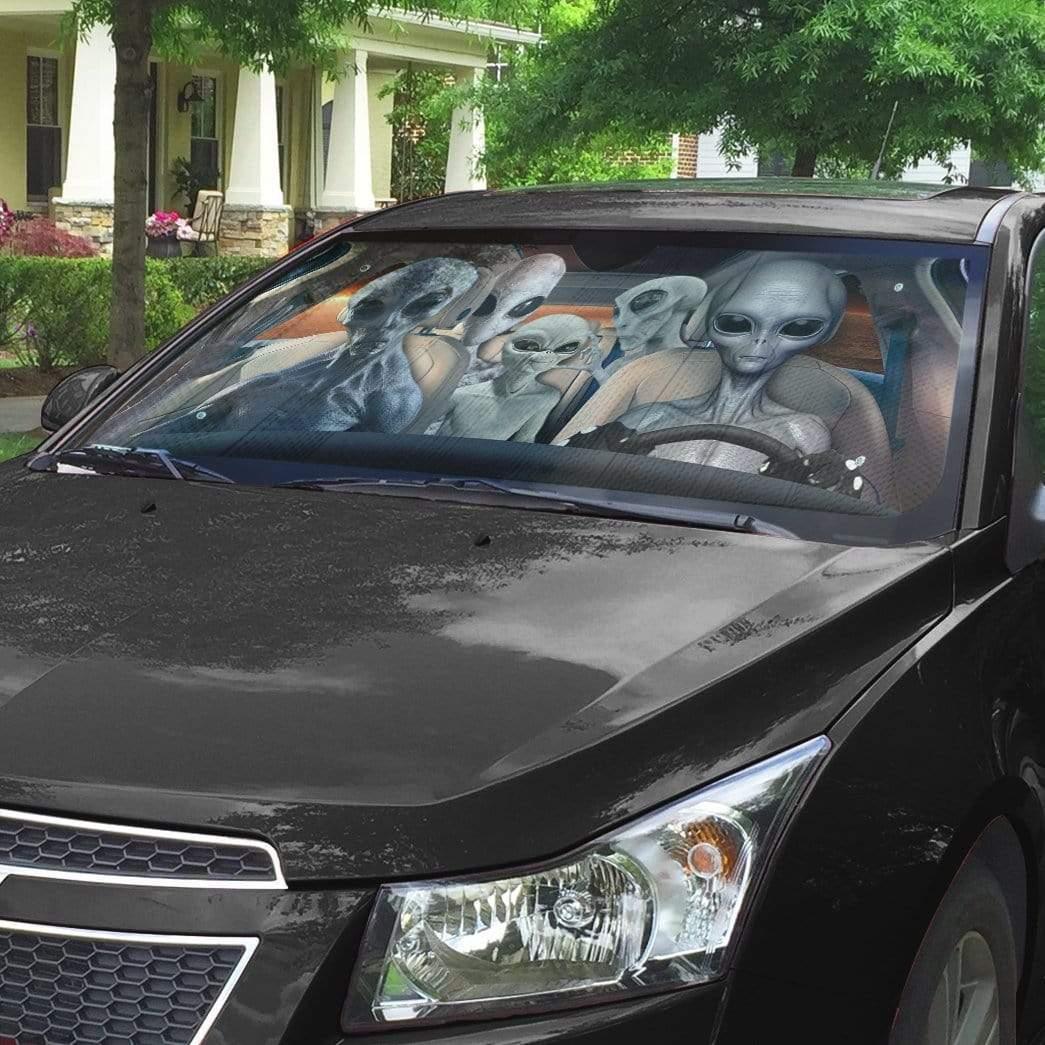 3D Alien Family Custom Car Auto Sunshade - PersonalizedFury