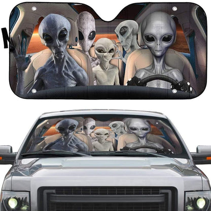3D Alien Family Custom Car Auto Sunshade - PersonalizedFury