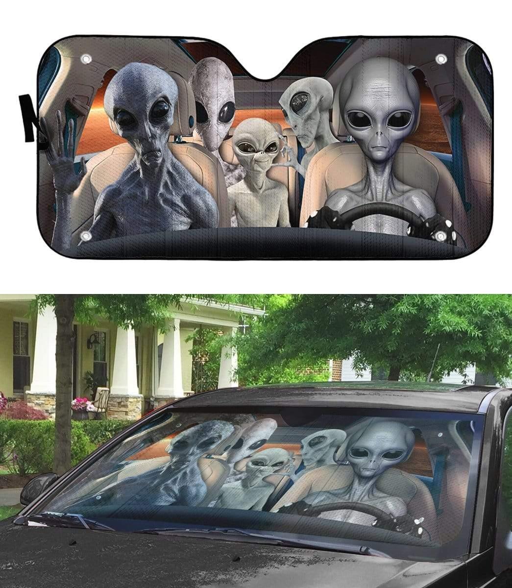 3D Alien Family Custom Car Auto Sunshade - PersonalizedFury
