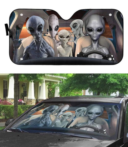 3D Alien Family Custom Car Auto Sunshade - PersonalizedFury