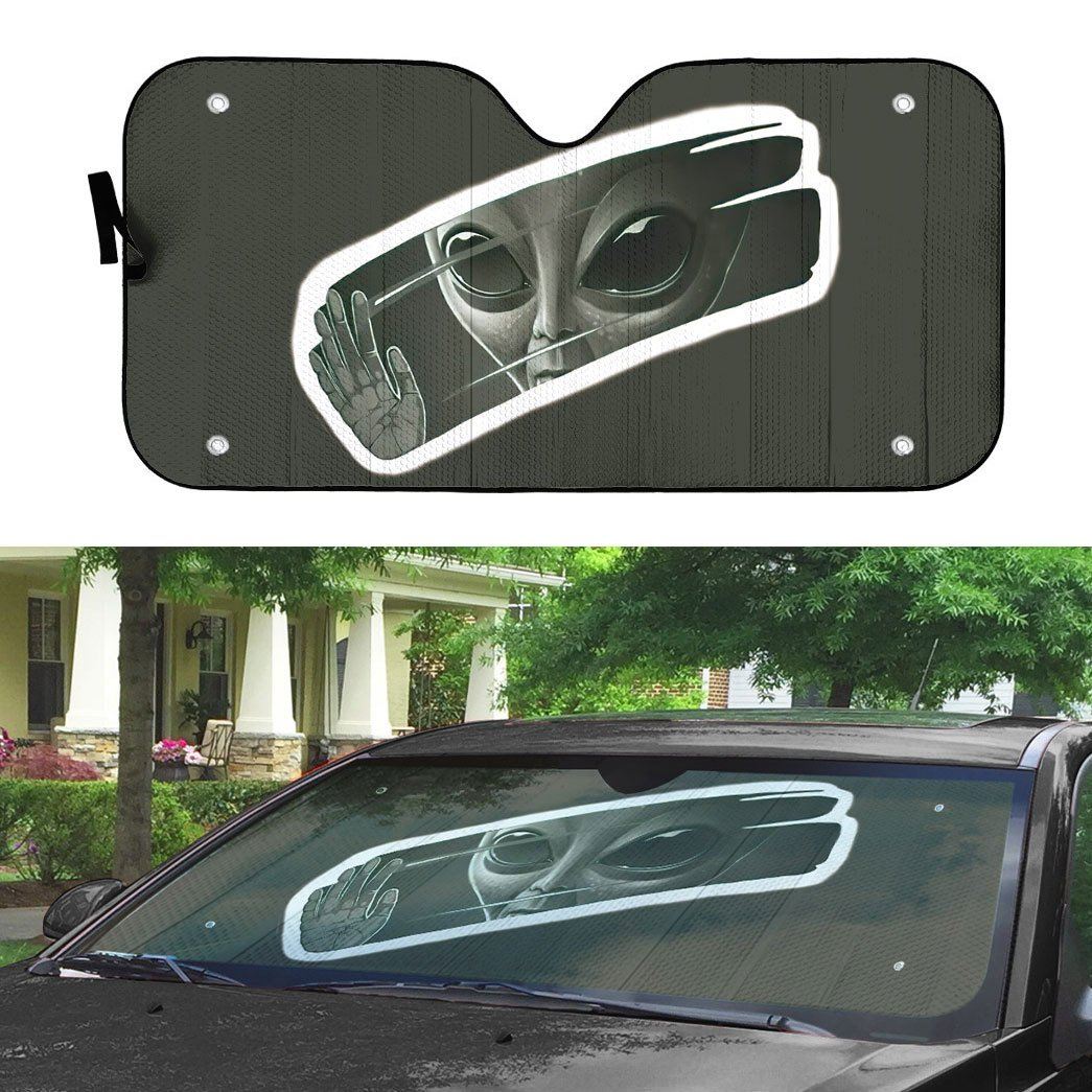 Gearhumans 3D Alien Take A Look To The Mirror Custom Sunshade