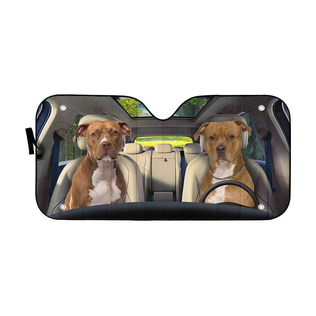 Gearhumans 3D American Staffordshire Terrier Dog Auto Car Sunshade