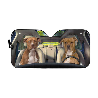 Gearhumans 3D American Staffordshire Terrier Dog Auto Car Sunshade