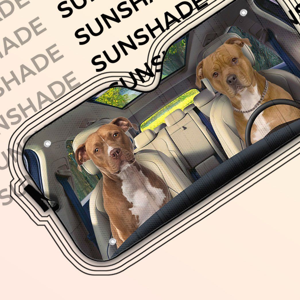 Gearhumans 3D American Staffordshire Terrier Dog Auto Car Sunshade