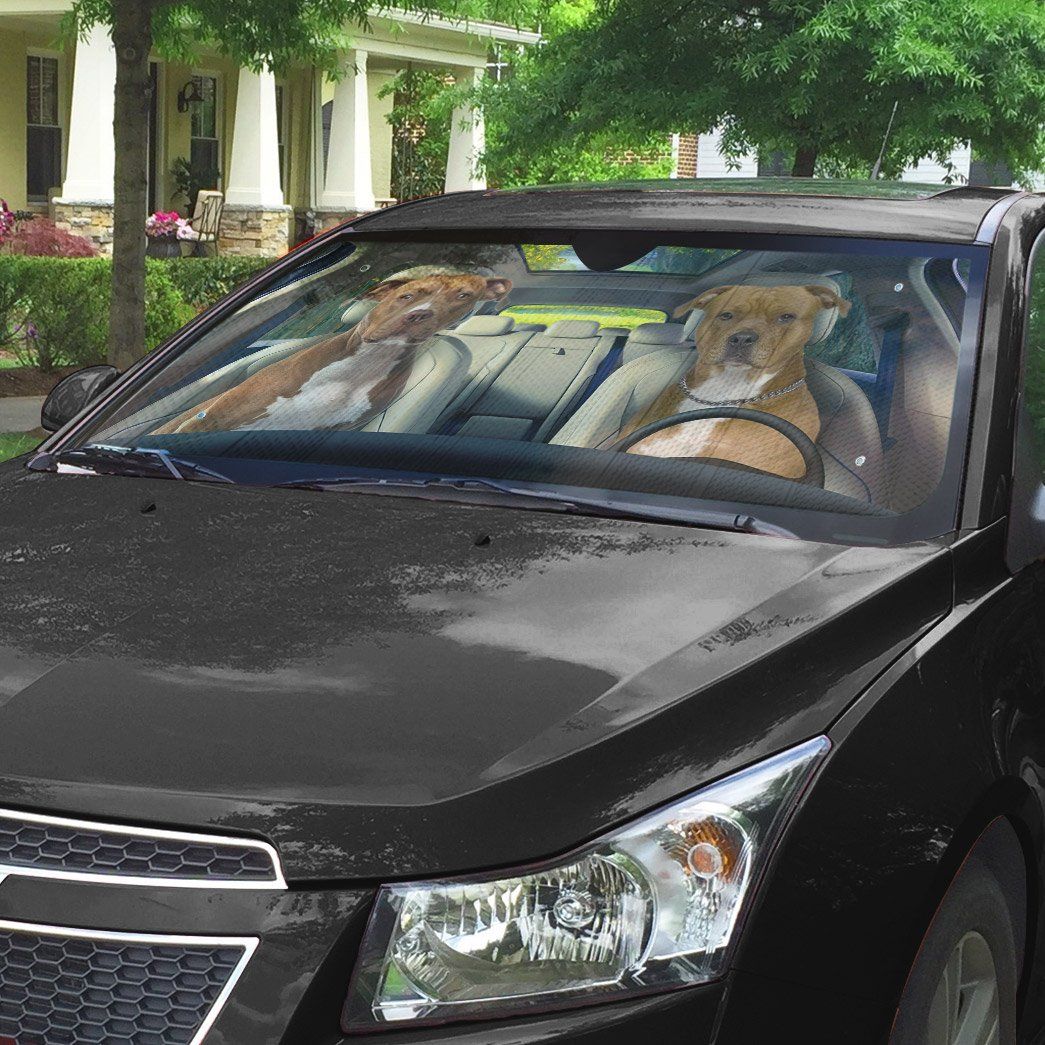 Gearhumans 3D American Staffordshire Terrier Dog Auto Car Sunshade