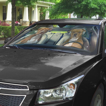 Gearhumans 3D American Staffordshire Terrier Dog Auto Car Sunshade