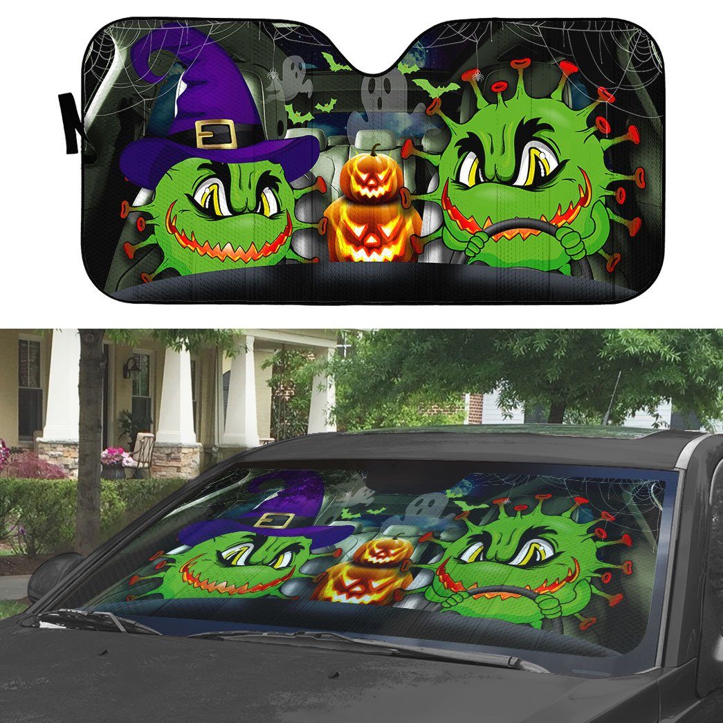 Gearhumans 3D Angry Virus Halloween Custom Car Auto Sunshade