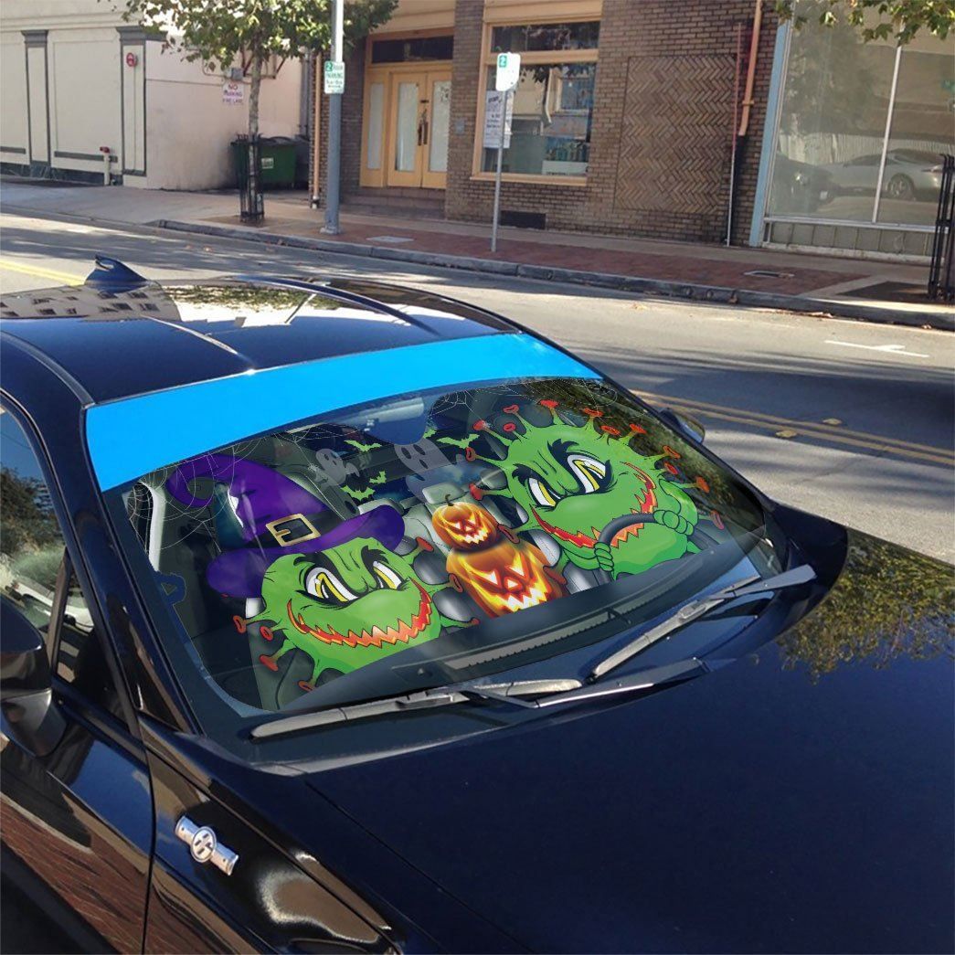Gearhumans 3D Angry Virus Halloween Custom Car Auto Sunshade