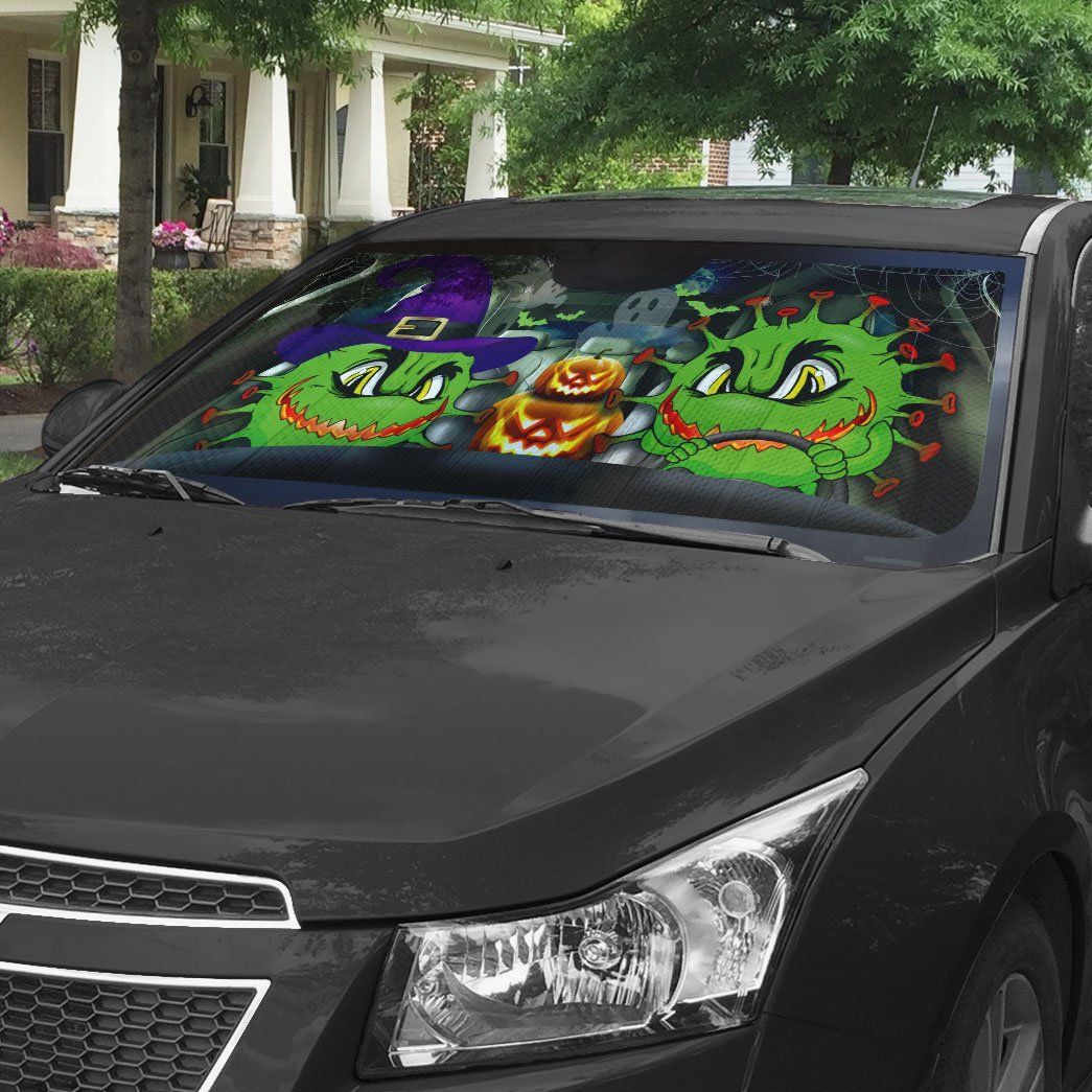 Gearhumans 3D Angry Virus Halloween Custom Car Auto Sunshade