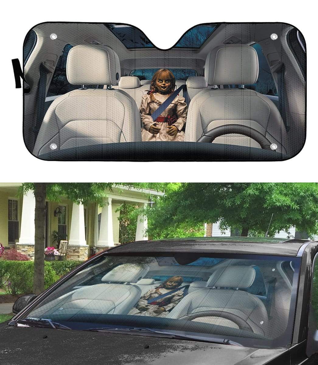Gearhumans 3D Annabelle Custom Car Auto Sunshade