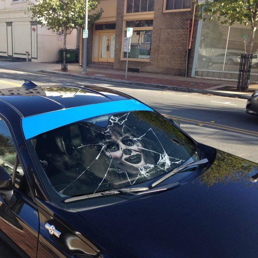 Gearhumans 3D Annabelle Horror Custom Car Auto Sunshade