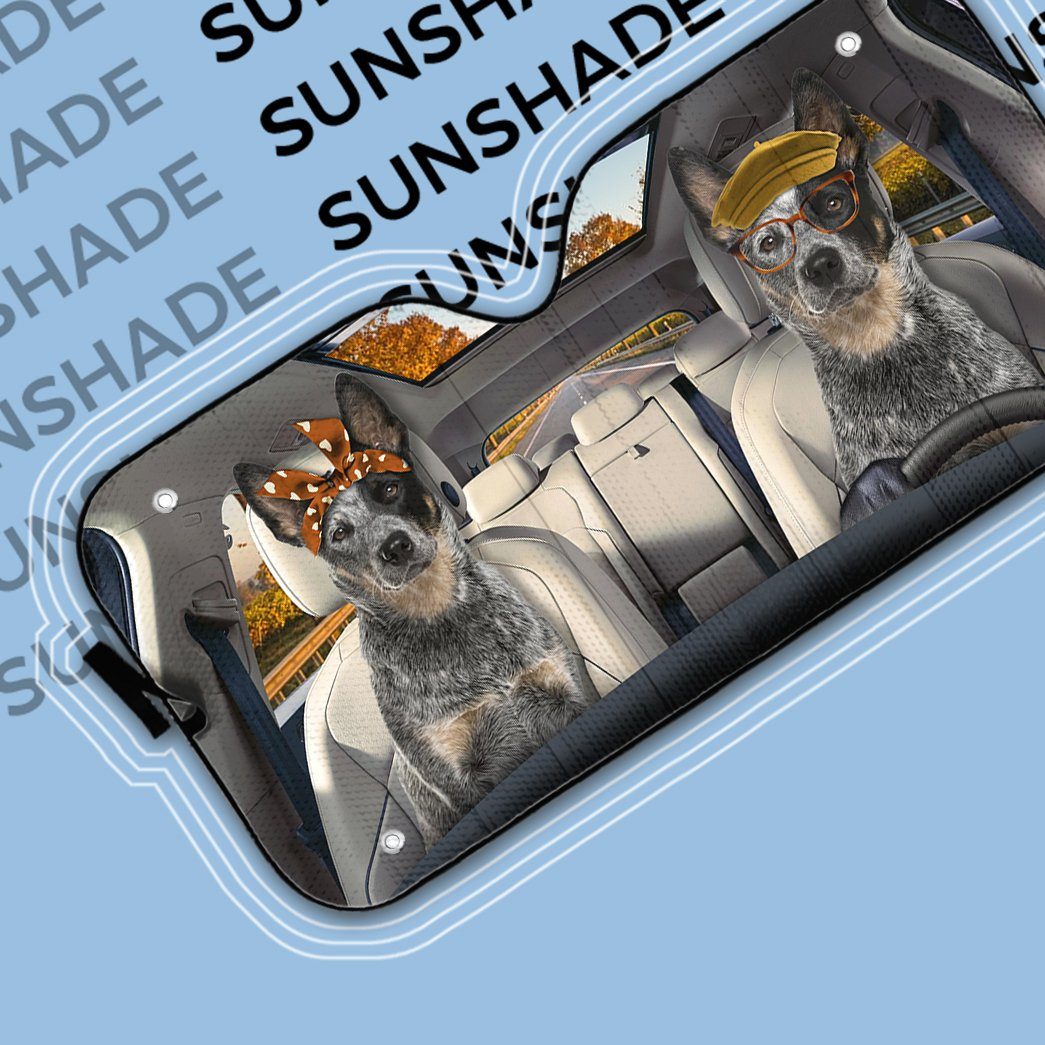 Gearhumans 3D Australian Cattle Couple Dog Auto Car Sunshade