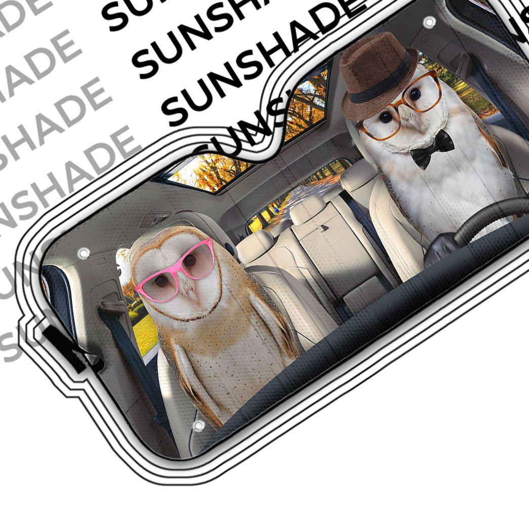 Gearhumans 3D Barn Owls Couple Auto Car Sunshade