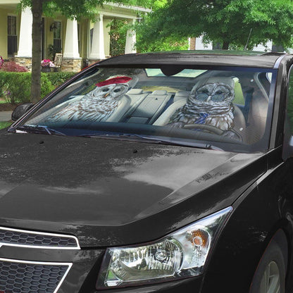 Gearhumans 3D Barred Owls Couple Auto Car Sunshade