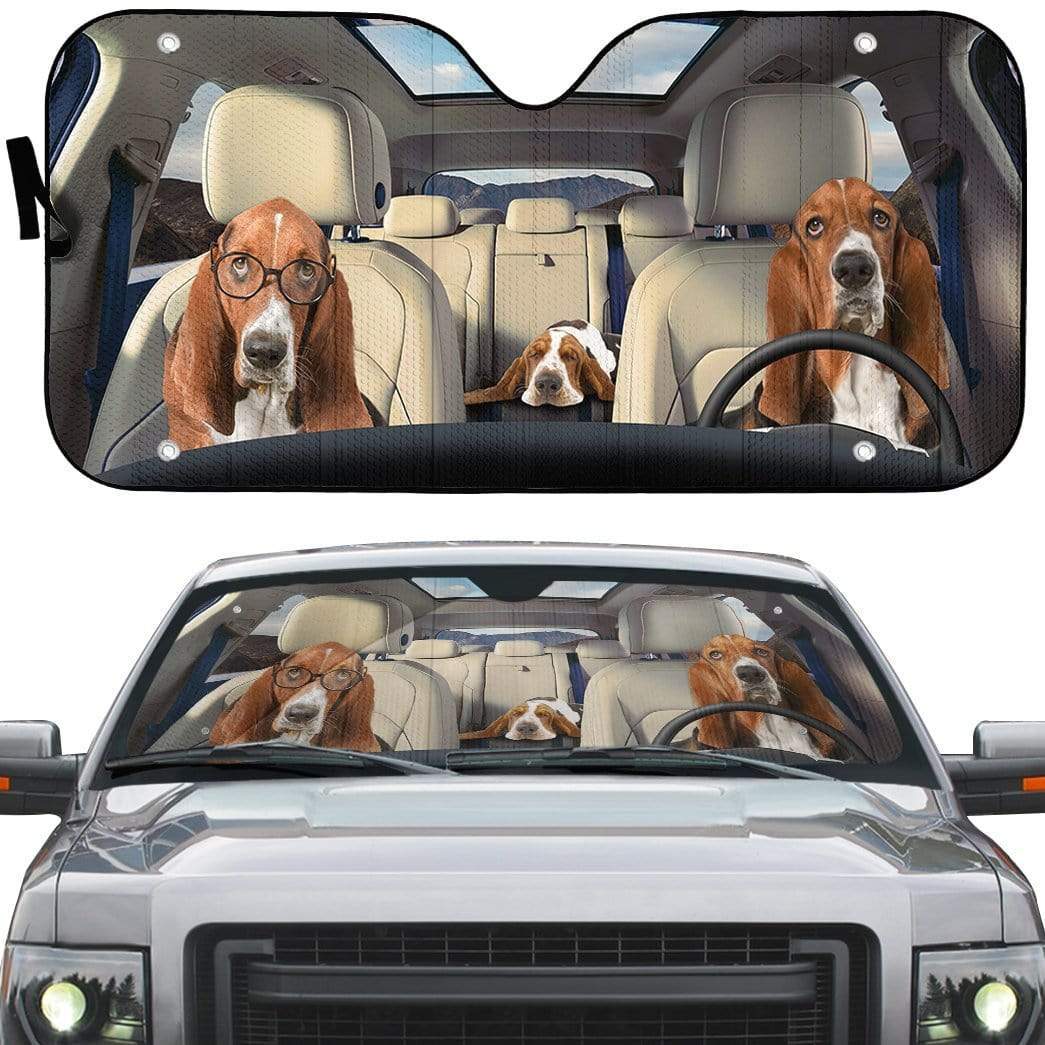 Gearhumans 3D Basset Hounds Custom Car Auto Sunshade