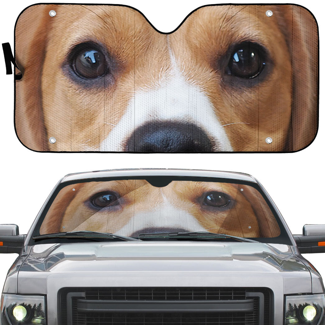 Gearhumans 3D Beagle Dog Eyes Custom Car Auto Sunshade
