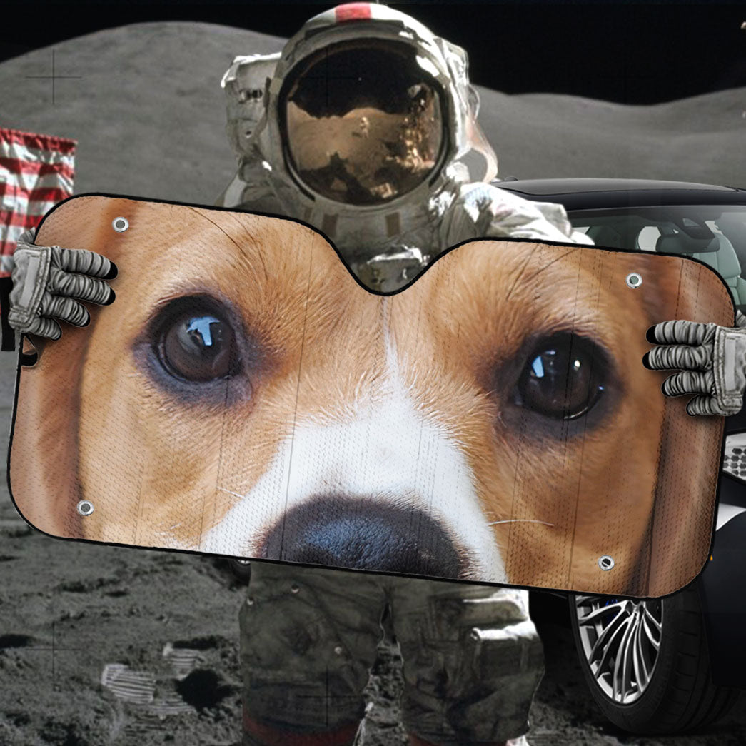 Gearhumans 3D Beagle Dog Eyes Custom Car Auto Sunshade