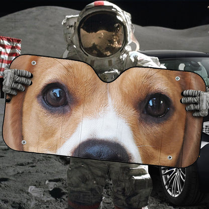 Gearhumans 3D Beagle Dog Eyes Custom Car Auto Sunshade
