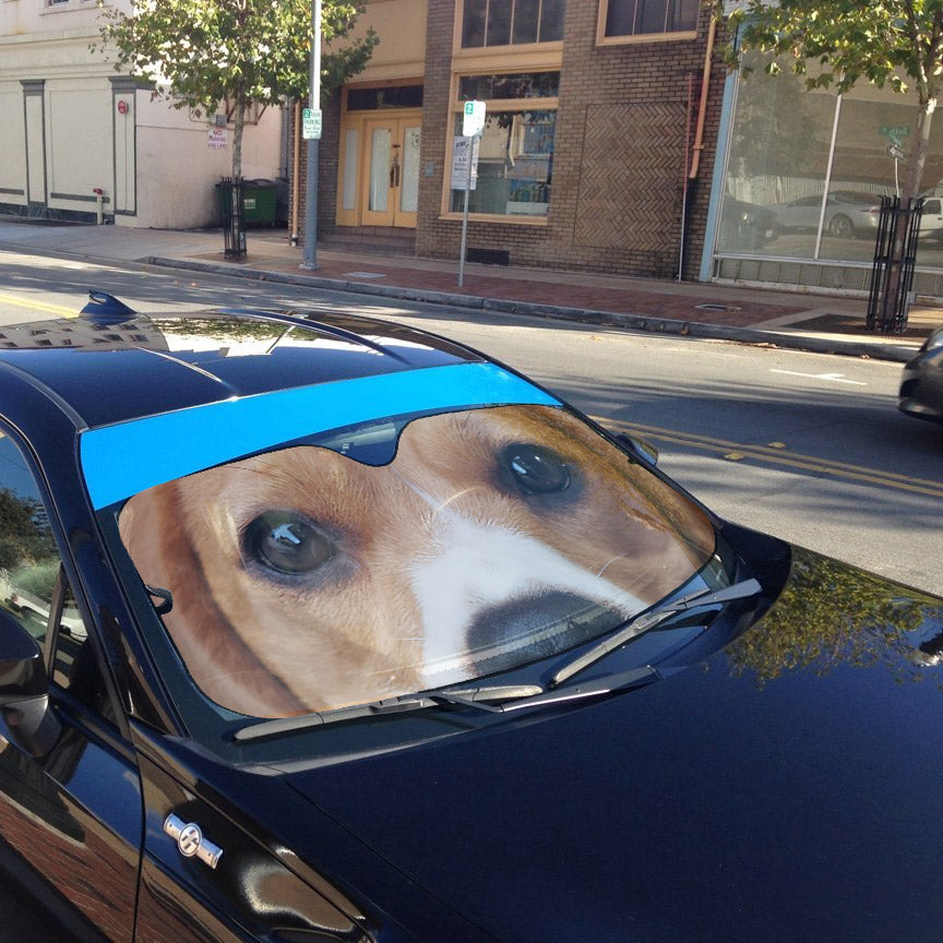 Gearhumans 3D Beagle Dog Eyes Custom Car Auto Sunshade