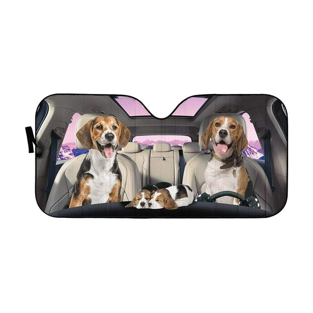 Gearhumans 3D Beagle Family Custom Car Auto Sunshade