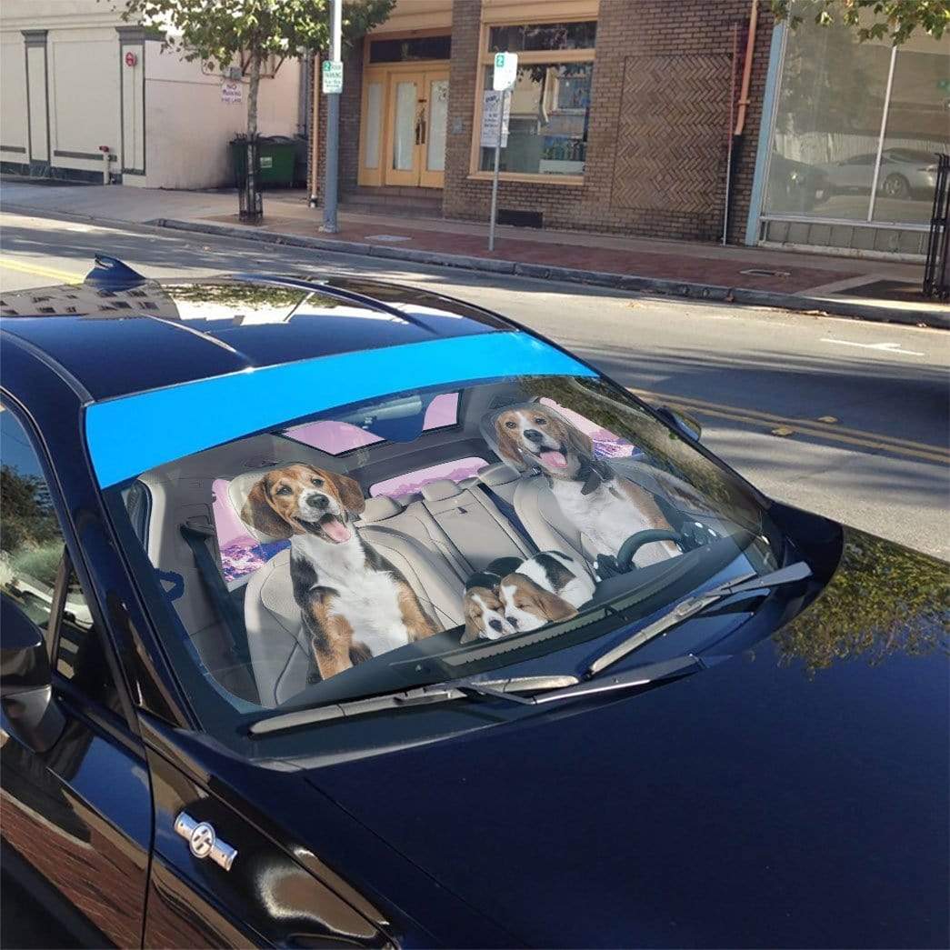 Gearhumans 3D Beagle Family Custom Car Auto Sunshade