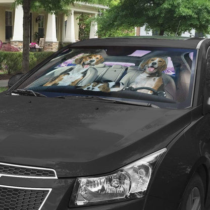 Gearhumans 3D Beagle Family Custom Car Auto Sunshade
