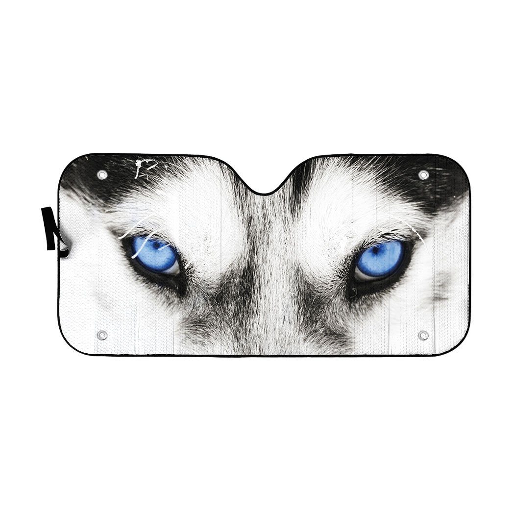 Gearhumans 3D Beautiful Blue Eyes Of Husky Custom Sunshade