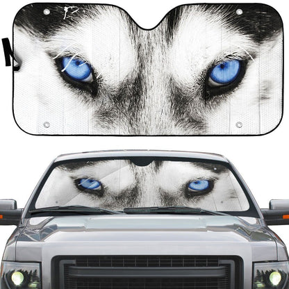Gearhumans 3D Beautiful Blue Eyes Of Husky Custom Sunshade