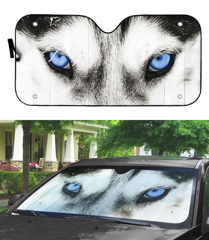 Gearhumans 3D Beautiful Blue Eyes Of Husky Custom Sunshade