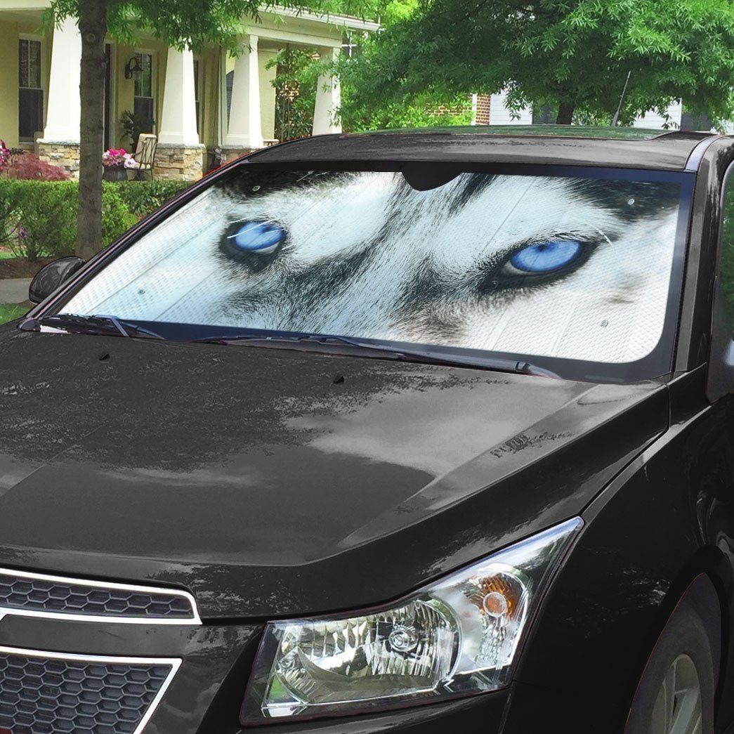 Gearhumans 3D Beautiful Blue Eyes Of Husky Custom Sunshade