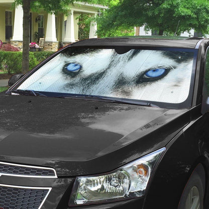 Gearhumans 3D Beautiful Blue Eyes Of Husky Custom Sunshade