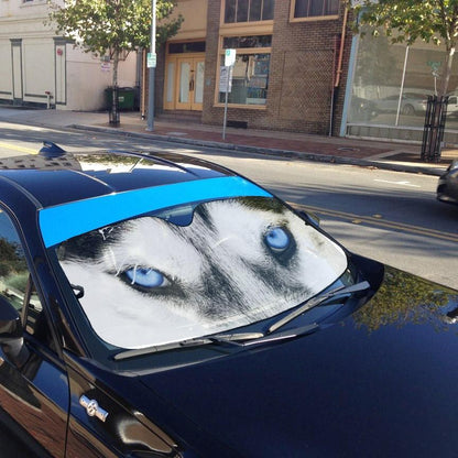 Gearhumans 3D Beautiful Blue Eyes Of Husky Custom Sunshade