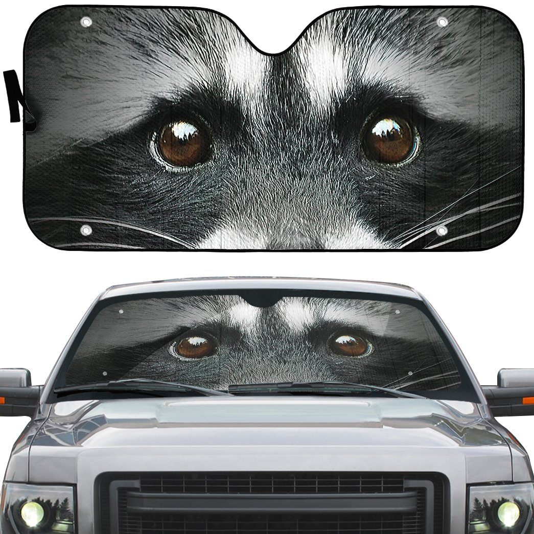 Gearhumans 3D Beautiful Eyes Of Raccoon Custom Sunshade