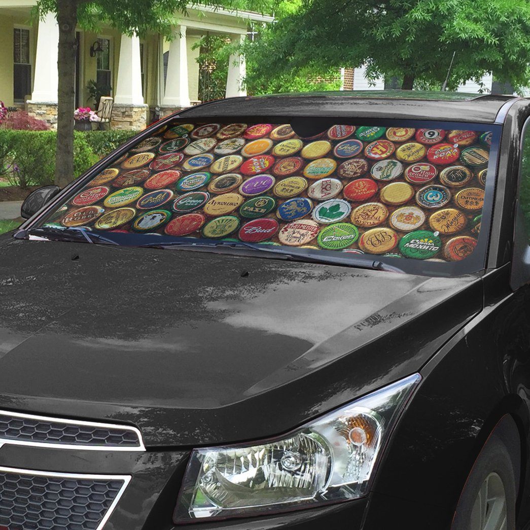 Gearhumans 3D Beer Bottle Caps Custom Car Auto Sunshade