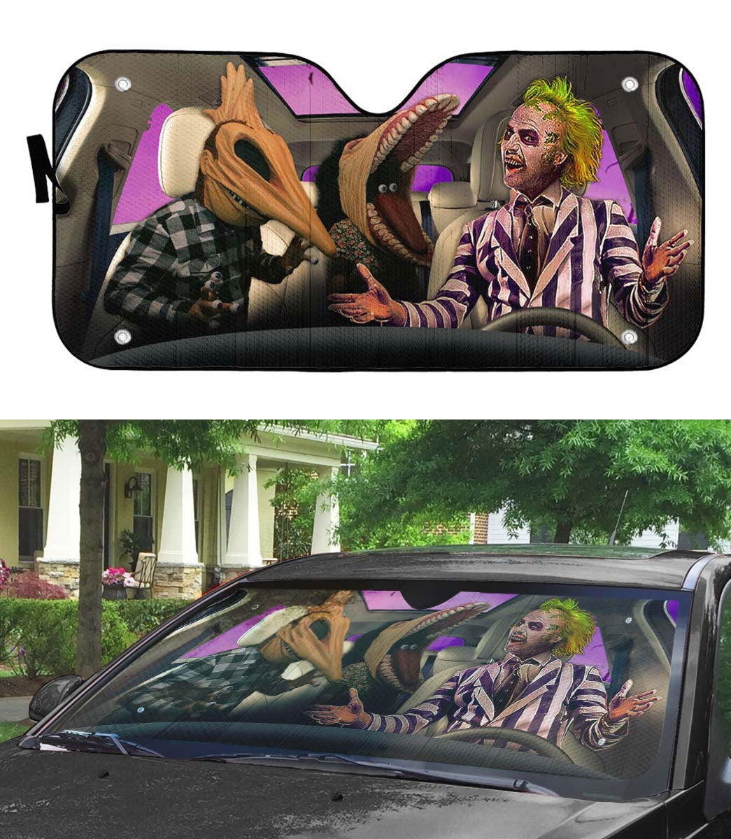 Gearhumans 3D Beetlejuice Custom Car Auto Sunshade