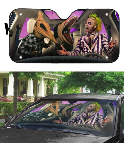 Gearhumans 3D Beetlejuice Custom Car Auto Sunshade