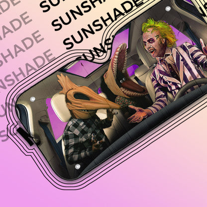 Gearhumans 3D Beetlejuice Custom Car Auto Sunshade